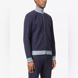 Orlebar Brown Men’s Egerton Funnel-Neck Stretch-Cotton jacket M Blue Soft Classy